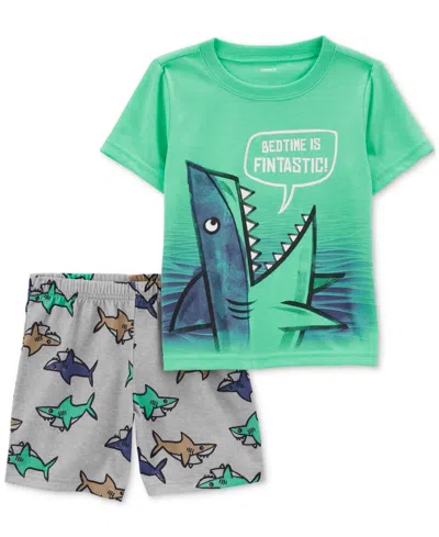 Carter's Babies' Toddler Boys Shark Loose-fit Pajamas, 2 Piece Set In Green,grey