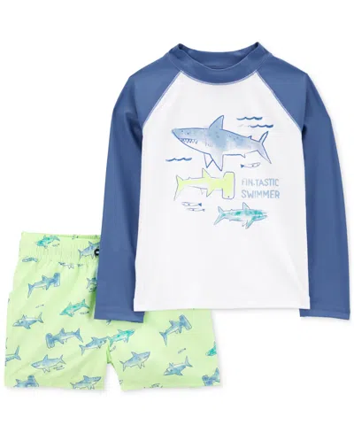 Carter's Babies' Toddler Boys Shark Rashguard & Swim Trunk Set In Assorted