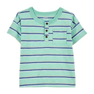 Carter's Babies' Toddler Boys Short Sleeve Regular Fit Henley Shirt In Green
