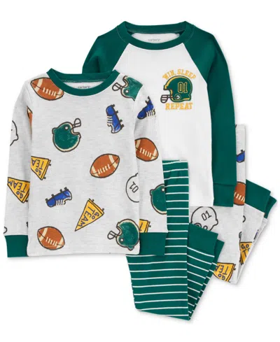 Carter's Babies' Toddler Boys Sports-print 100% Snug-fit Cotton Pajamas, 4 Piece Set In Green