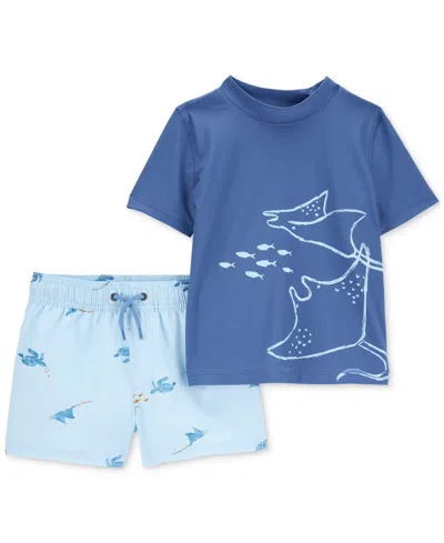 Carter's Babies' Toddler Boys Stingray Rashguard & Swim Trunk Set In Assorted