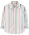 Carter's Toddler Boys Striped Woven Cotton Long-sleeve Button-down Shirt In Multi