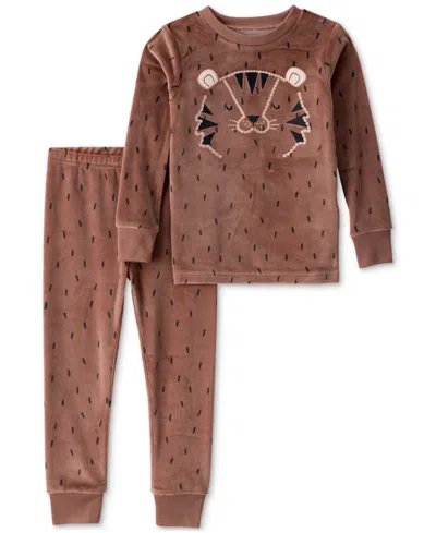 Carter's Babies' Toddler Boys Tiger-print Velour Long-sleeve 2-piece Pajamas In Brown