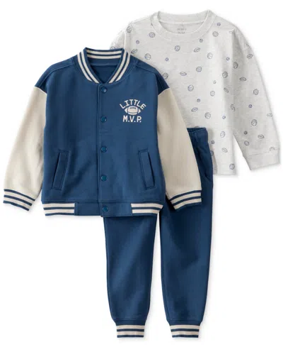 Carter's Babies' Toddler Boys Varsity Jacket, Printed T-shirt & Pants, 3 Piece Set In Multi