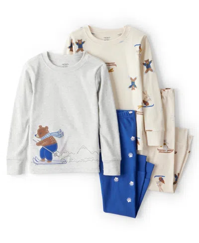 Carter's Babies' Toddler Boys Woodland Print Long-sleeve Top And Snug Fit Pants Pajama, 4-piece Set In Multi