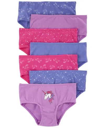 Carter's Kids' Toddler Girl 7 Pack Unicorn Brief Stretch Cotton Undies In Purple,blue