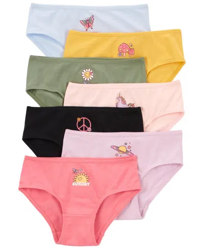 Carter's Babies' Toddler Girl 7 Pack Weekdays Hipster Stretch Cotton Undies In Pink,purple,green,yellow
