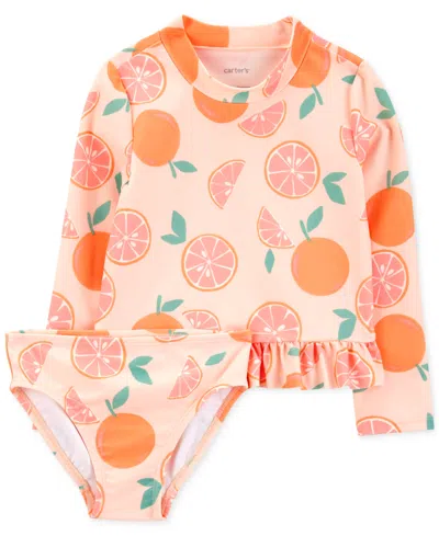 Carter's Babies' Toddler Girls 2-pc. Orange Slice-print Rash Guard Swimsuit In Assorted