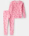 Carter's Toddler Girls 2-piece Velour Peppermint Printed Pajama Top And Pants Set In Pink