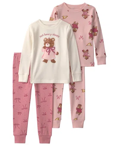 Carter's Babies' Toddler Girls' 2t-5t Bear Varsity Snug Fit Sleep & Play, 4-piece Set In Multi