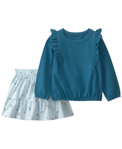 Carter's Babies' Toddler Girls' 2t-5t Bee French Terry Sweatshirt And Skort, 2-piece Set In Blue