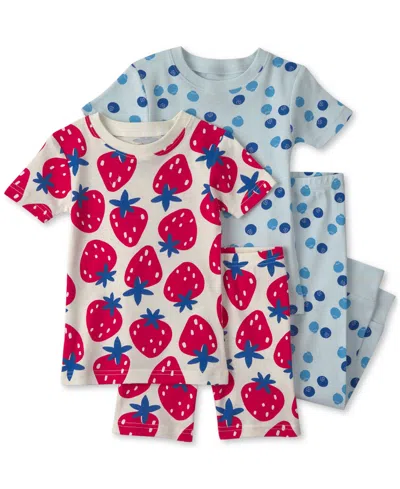 Carter's Babies' Toddler Girls' 2t-5t Berries Short-sleeve Tops, Shorts And Pants Sleep & Play, 4-piece Set In Multi