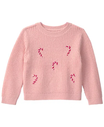 Carter's Babies' Toddler Girls' 2t-5t Candy Cane Cable-knit Sweater In Pink