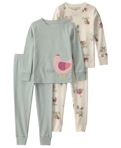 Carter's Babies' Toddler Girls' 2t-5t Country Chicken Snug Fit Sleep & Play, 4-piece Set In Multi