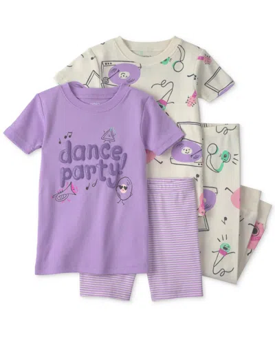 Carter's Babies' Toddler Girls' 2t-5t Dance Party Short-sleeve T-shirt, Shorts And Pants Sleep And Play, 4-piece Set In Multi