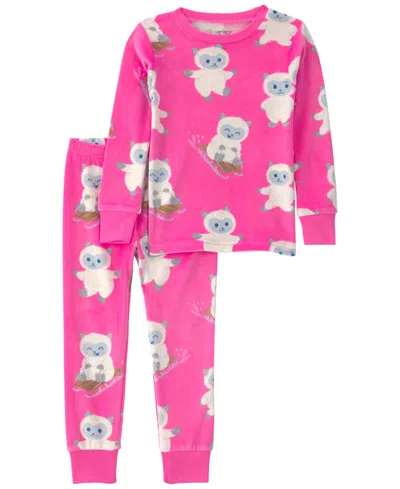 Carter's Babies' Toddler Girls' 2t-5t Dream Plush Yeti Snug-fit Pajama, 2-piece Set In Pink