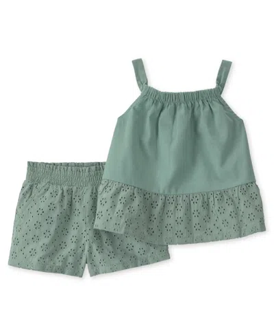 Carter's Babies' Carters Toddler Girls' 2t-5t Floral Tank Top And Shorts, 2-piece Set In Green