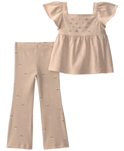 Carter's Babies' Toddler Girls' 2t-5t Floral Top And Pant, 2-piece Set In Brown
