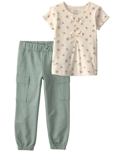 Carter's Babies' Toddler Girls' 2t-5t Floral Top And Pant, 2-piece Set In Multi