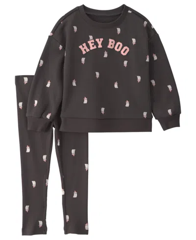 Carter's Babies' Toddler Girls' 2t-5t Halloween Hey Boo French Terry Top And Pants, 2-piece Set In Animal Print