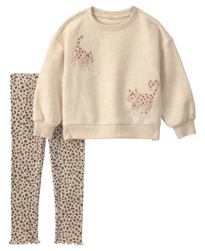 Carter's Babies' Toddler Girls' 2t-5t Leopard Print Long-sleeve Top And Pants, 2-piece Set In Animal Print