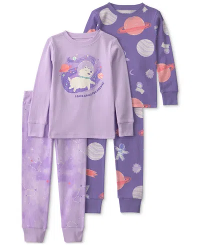 Carter's Babies' Toddler Girls' 2t-5t Space Dog Cotton Snug-fit Pajama, 4-piece Set In Purple