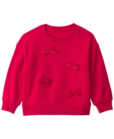 Carter's Babies' Toddler Girls' 2t-5t Velvet Bows Long-sleeve Sweatshirt In Red