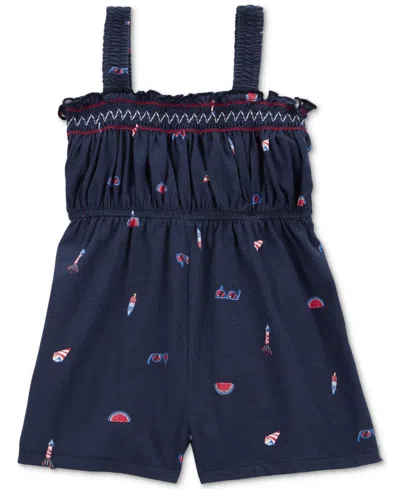 Carter's Babies' Toddler Girls 4th Of July Cotton Romper In Navy
