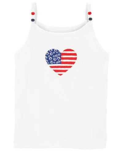 Carter's Babies' Toddler Girls 4th Of July Heart Tank In White