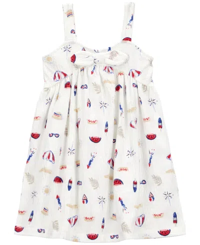 Carter's Babies' Toddler Girls 4th Of July Icon Knit Dress In Ivory