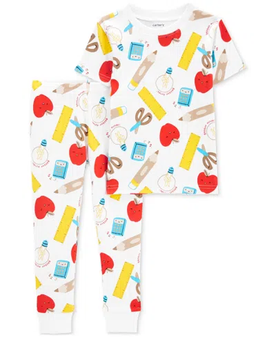 Carter's Babies' Toddler Girls Back To School 100% Snug-fit Cotton Pajamas, 2 Piece Set In Multi