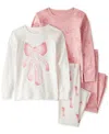 Carter's Toddler Girls Ballerina-print Snug-fit Cotton Pajamas, 4 Piece Set In Multi