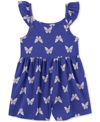 Carter's Babies' Toddler Girls Butterfly-print Cotton Romper In Blue