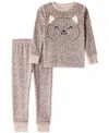 Carter's Toddler Girls Cheetah-leopard-print Velour Long-sleeve 2-piece Pajamas In Brown