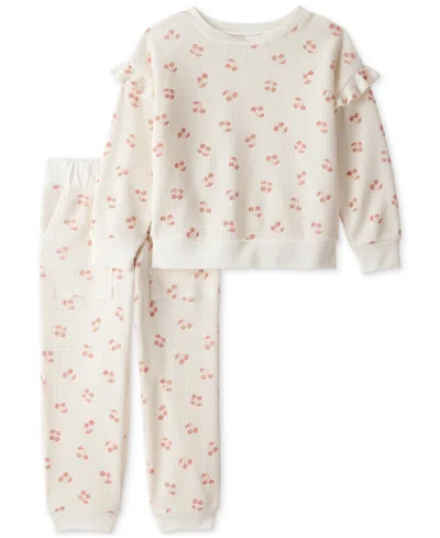 Carter's Babies' Toddler Girls Cherry Fruit-print Long-sleeve Top & Pants, 2 Piece Set In Neutral