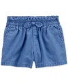 Carter's Toddler Girls Cotton Chambray Pull-on Shorts In Med Blue