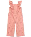 Carter's Toddler Girls Cotton Eyelet Flutter Jumpsuit In Pink