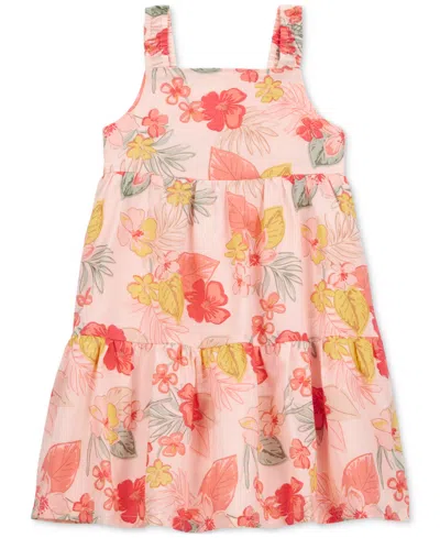 Carter's Babies' Toddler Girls Cotton Floral-print Tiered Dress In Pink