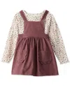 Carter's Toddler Girls Cotton Floral-print Top & Corduroy Jumper, 2 Piece Set In Brown