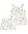 Carter's Toddler Girls Cotton Palm Tree Floral Top & Shorts, 2-piece Set In Ivory
