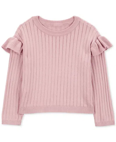 Carter's Babies' Toddler Girls Cotton Ribbed Long-sleeve Sweater In Pink