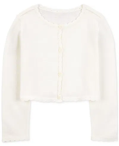 Carter's Babies' Toddler Girls Button Front Cardigan Sweater In White
