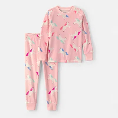 Carter's Babies' Toddler Girls Crew Neck Long Sleeve 2-pc. Pajama Set In Pink