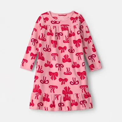 Carter's Babies' Toddler Girls Crew Neck Long Sleeve Nightgown In Pink