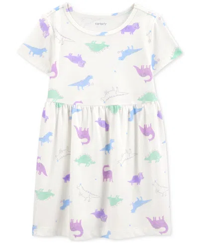 Carter's Babies' Toddler Girls Dinosaur-print Dress In Cream