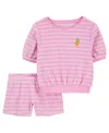 CARTER'S TODDLER GIRLS EMBROIDERED TERRY, 2 PIECE SET