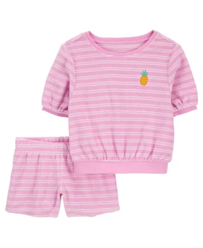 Carter's Babies' Toddler Girls Embroidered Terry, 2 Piece Set In Pink