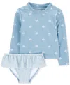 Carter's Toddler Girls Fish-print Rash Guard Swimsuit, 2 Piece Set In Assorted