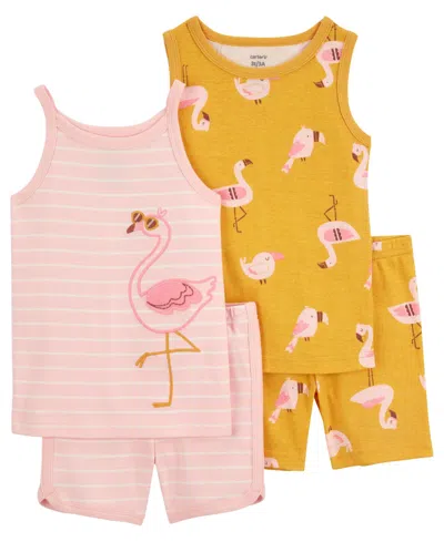Carter's Babies' Toddler Girls Flamingo Print Pajama Set, 4 Piece Set In Pink