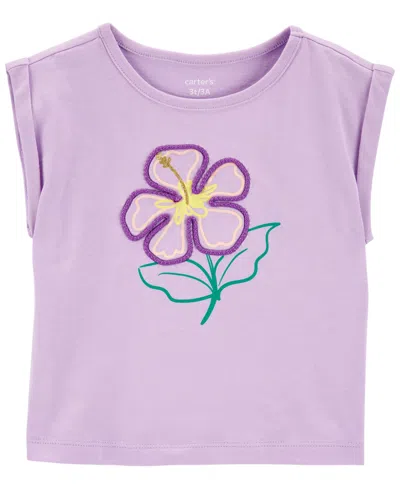 Carter's Babies' Toddler Girls Floral Knit Tee In Purple